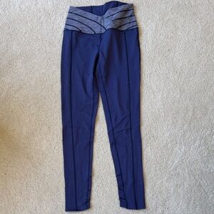 Oiselle Navy and Gray High-Waisted Leggings